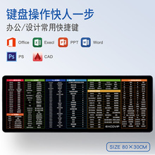 快人一步Excel办公快捷键Word鼠标垫PS桌垫锁边电脑加厚超大号垫