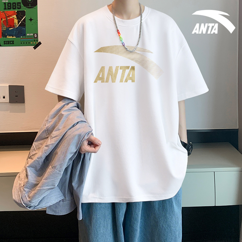 安踏运动T恤男夏季新款棉质透气印花大logo短袖时尚潮流休闲半袖
