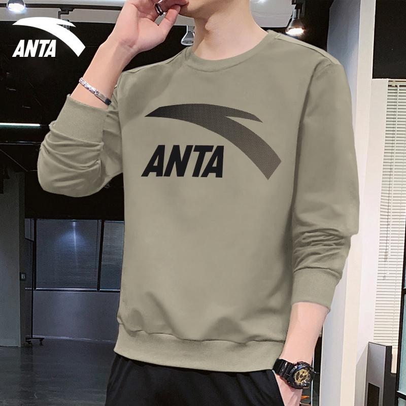 安踏卫衣男宽松休闲圆领长袖套头