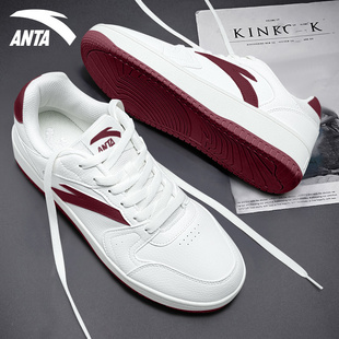 男鞋 子运动鞋 2025新款 百搭轻便休闲鞋 朱砂红小白鞋 安踏小零感板鞋