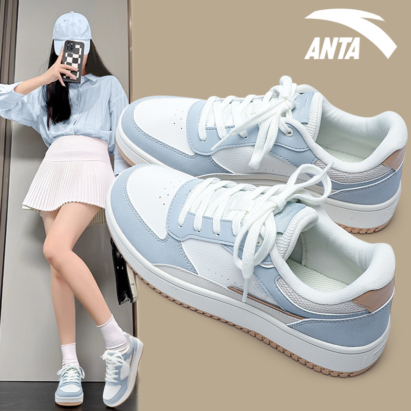 安踏板鞋女厚底增高小白鞋休闲鞋