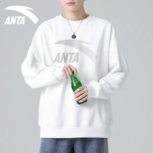 安踏卫衣男款2026春季新款潮流大logo印花长袖宽松休闲圆领套头衫