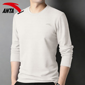 t恤男士 2026春季 新款 安踏长袖 华夫格宽松简约上衣运动休闲打底衫