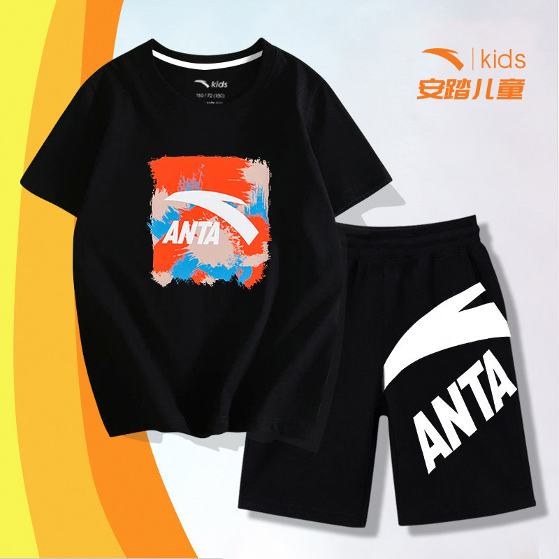 Anta Kids Boy suit 2022 summer new pattern leisure time ventilation Short sleeved Five point pants motion Two piece setin the Children/Baby/Family fitted , Set  category - from Buy2taobao.com to provide professional Taobao agent buy service