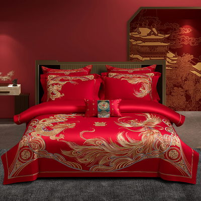 140S长绒棉结婚四件套喜被十件套