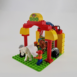 大颗粒积木洗车刷小洗马场大白马战马散件配件儿童场景模型玩具