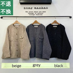 打折Greymarket 蝴蝶结家 韩国代购多口袋彩色点羊毛开衫外套毛衣