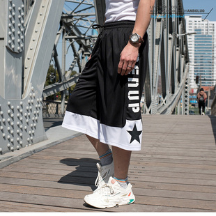阔腿宽松大裤 嘻哈篮球裤 衩 潮男胖子运动短裤 街球过膝五分裤 夏季