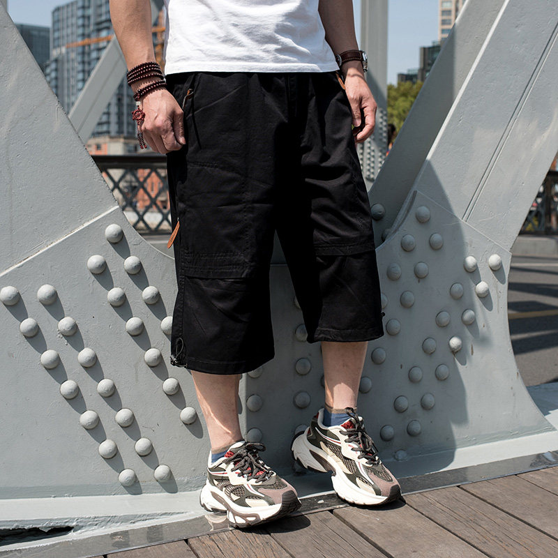 夏季工装裤男加肥宽松七分裤 拉链多口袋男士休闲裤 大码肥佬短裤,男装,短裤,淘宝优惠券,粉丝福利购,淘宝优惠卷