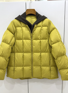 33232欧洲站25冬款时尚可拆卸针织连帽休闲宽松减龄小个短羽绒服