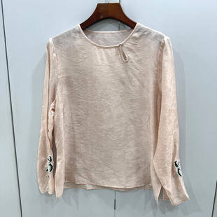 艾妮莉261616欧洲站2026春时尚重工刺绣天丝国风复古提花衬衣小衫