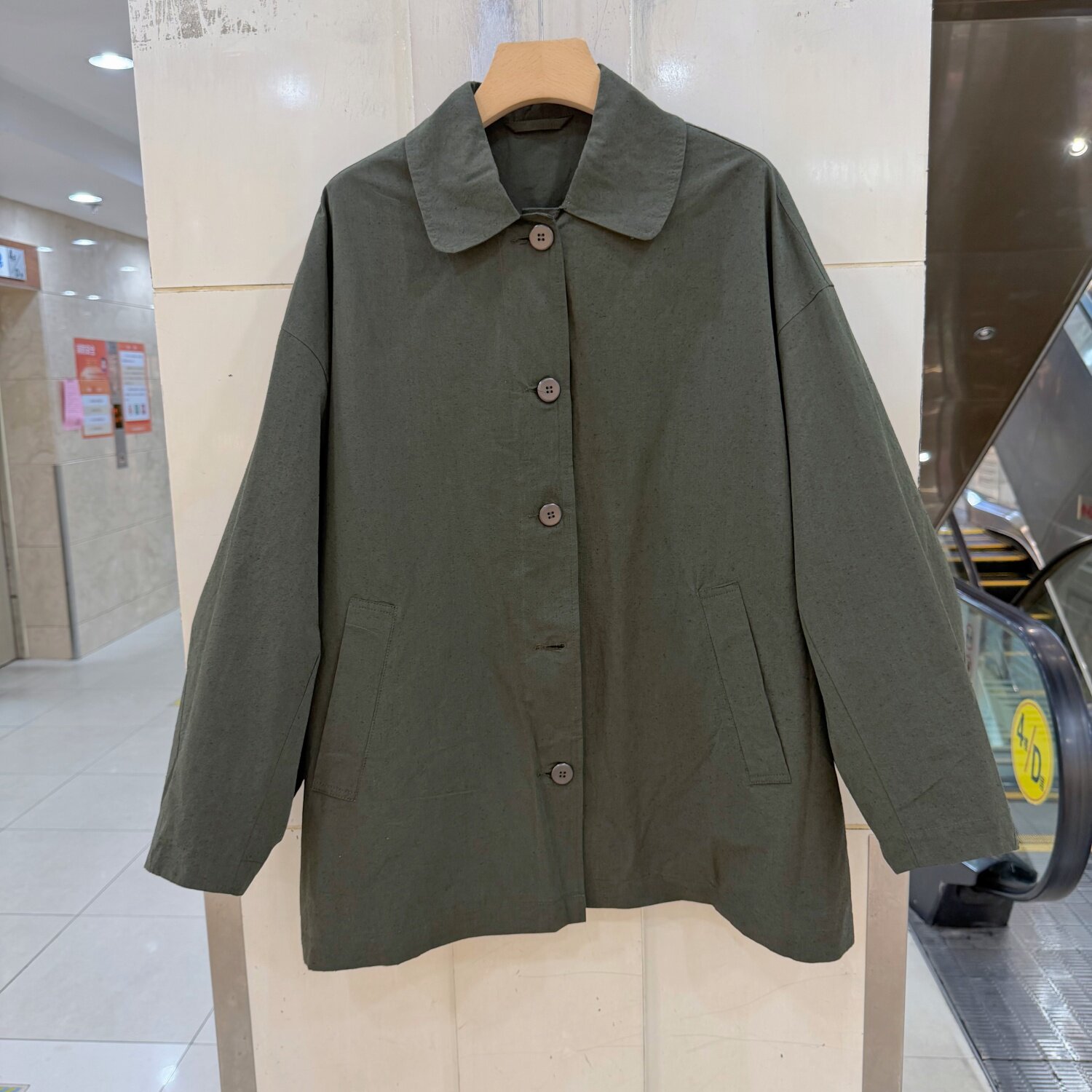 F7659 欧货2026秋韩版单排扣翻领宽松显瘦匹马棉中长款风衣外套女