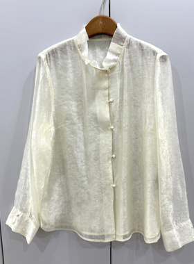 L68833 欧洲站2026春季新款时尚洋气修身显瘦花苞领百搭精致衬衫