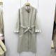 35985欧洲站2026春时尚 过膝风衣外套 立领单排扣腰带收腰显瘦长款