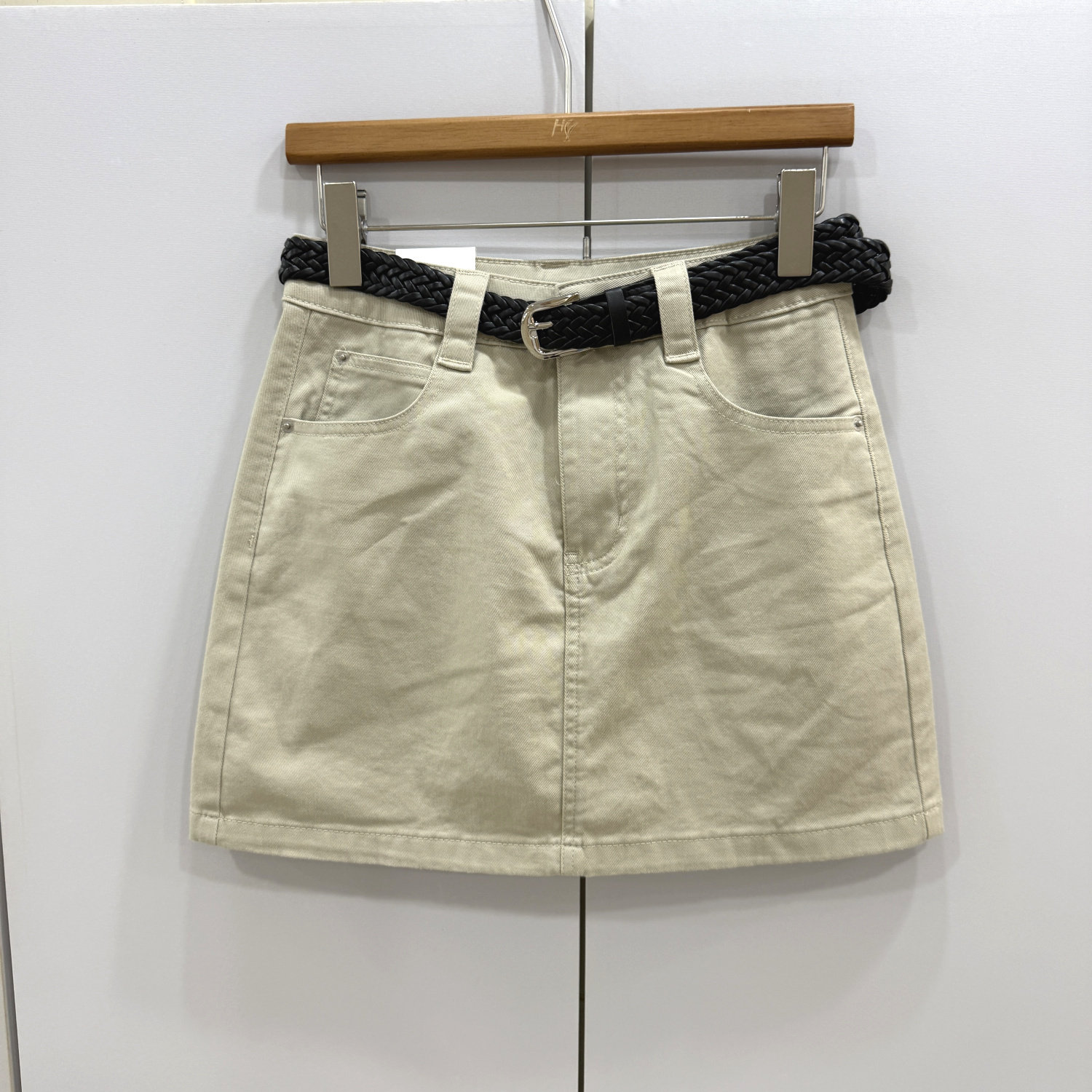 T19679/10修身牛仔半身裙女夏配腰带显瘦包臀短裙防走光迷你A字裙