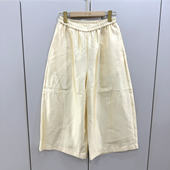 艾妮莉261636欧洲站2026春松紧高腰轻奢仿醋酸宽松显瘦百搭阔腿裤