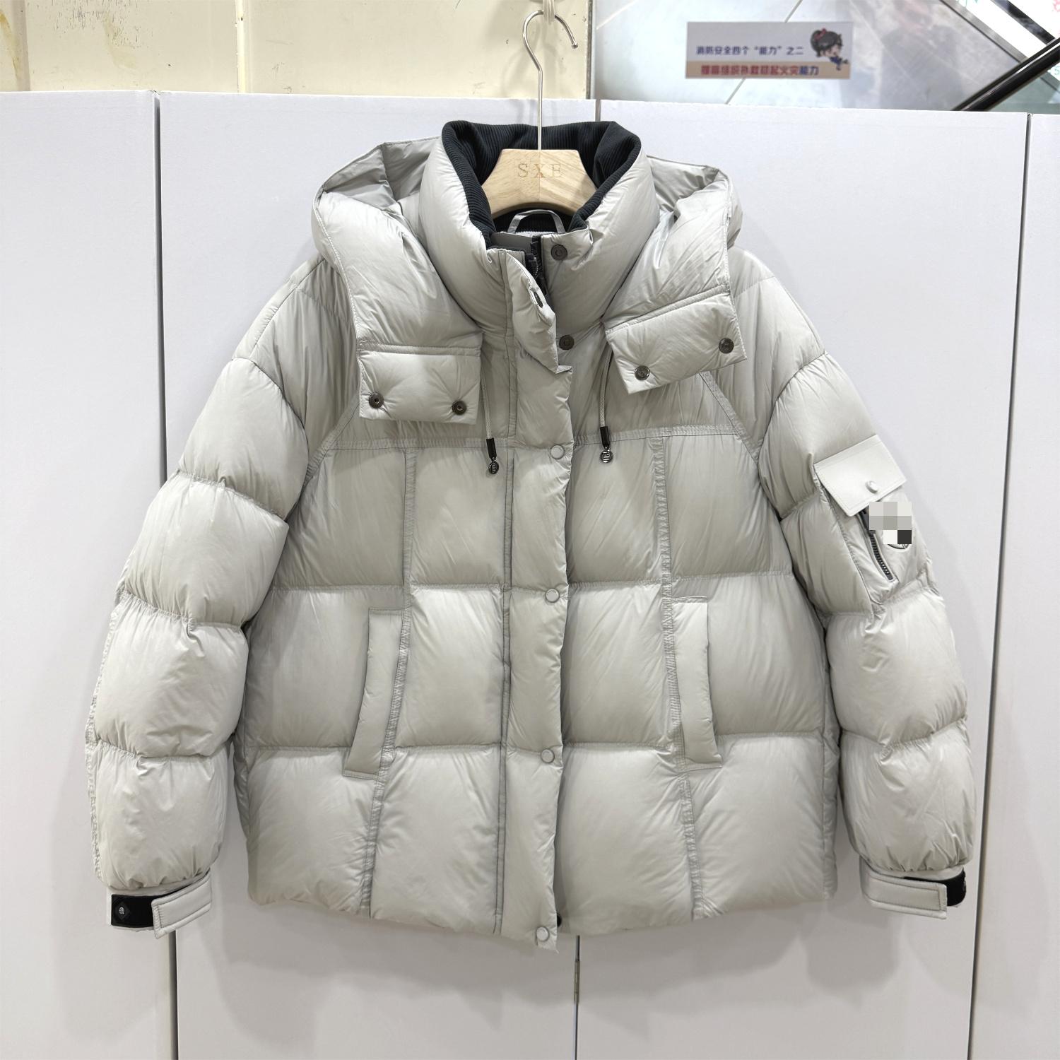 欧洲站2025冬新款时尚连帽拉链加厚保暖面包服白鸭绒羽绒服