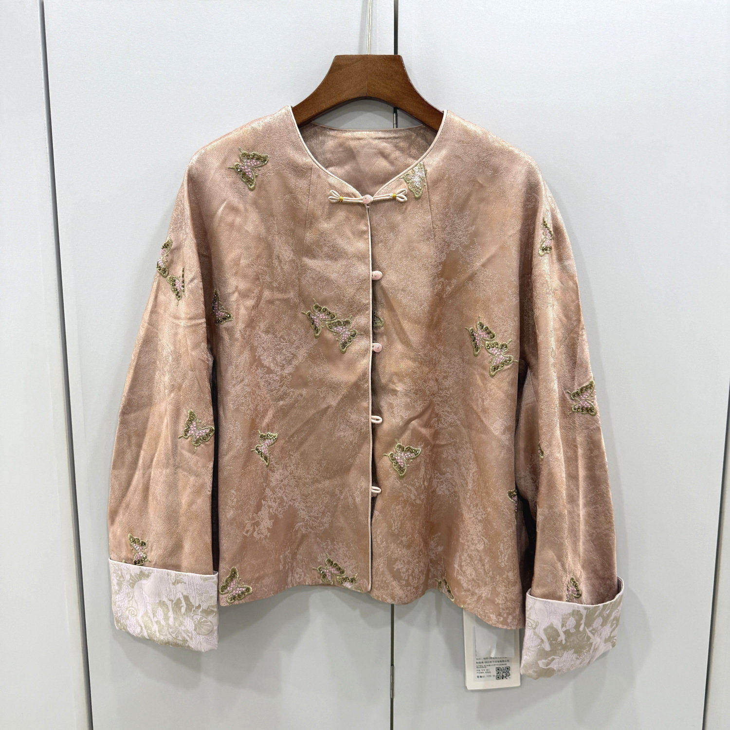 菲沿FY9195欧洲站26春珍珠盘扣鸡心领蝴蝶刺绣花人丝亚麻国风外套,女装/女士精品,上衣,淘宝优惠券,粉丝福利购,淘宝优惠卷