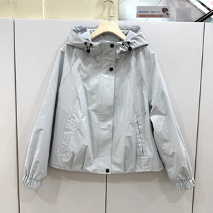 薄款 抽绳连帽休闲短装 冲锋衣外套女春 A8036欧货时尚 艾尔菲洋26A