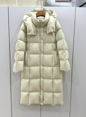 Assie AEY765韩版云朵泡芙羽绒服女长款过膝连帽加厚鹅绒服2025冬