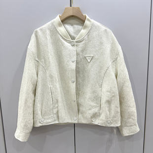 欧语思6806欧洲站2026春时尚 百搭宽松显瘦三角标单排扣夹克短外套