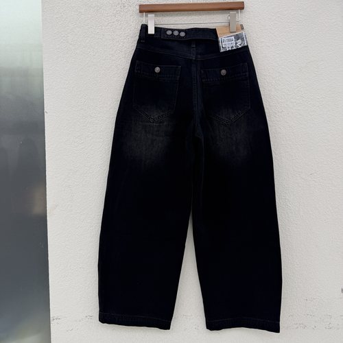 2026秋款JEANS红提子19064牛仔裤女黑灰色弯刀裤高腰压线纽扣长裤