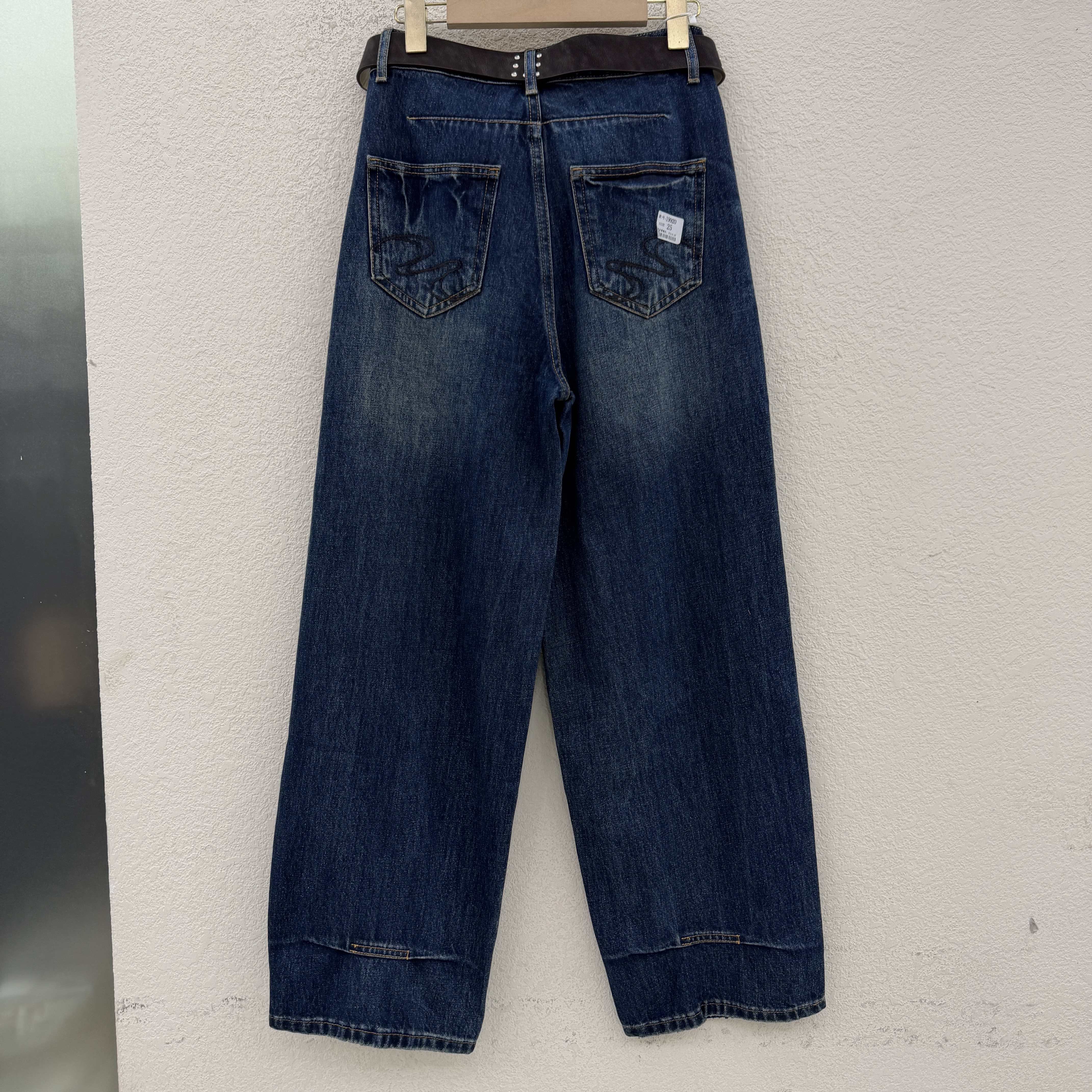秋JEANS佑度 倩小妞19920牛仔裤女高腰显瘦弯刀裤拖地裤刺绣长裤