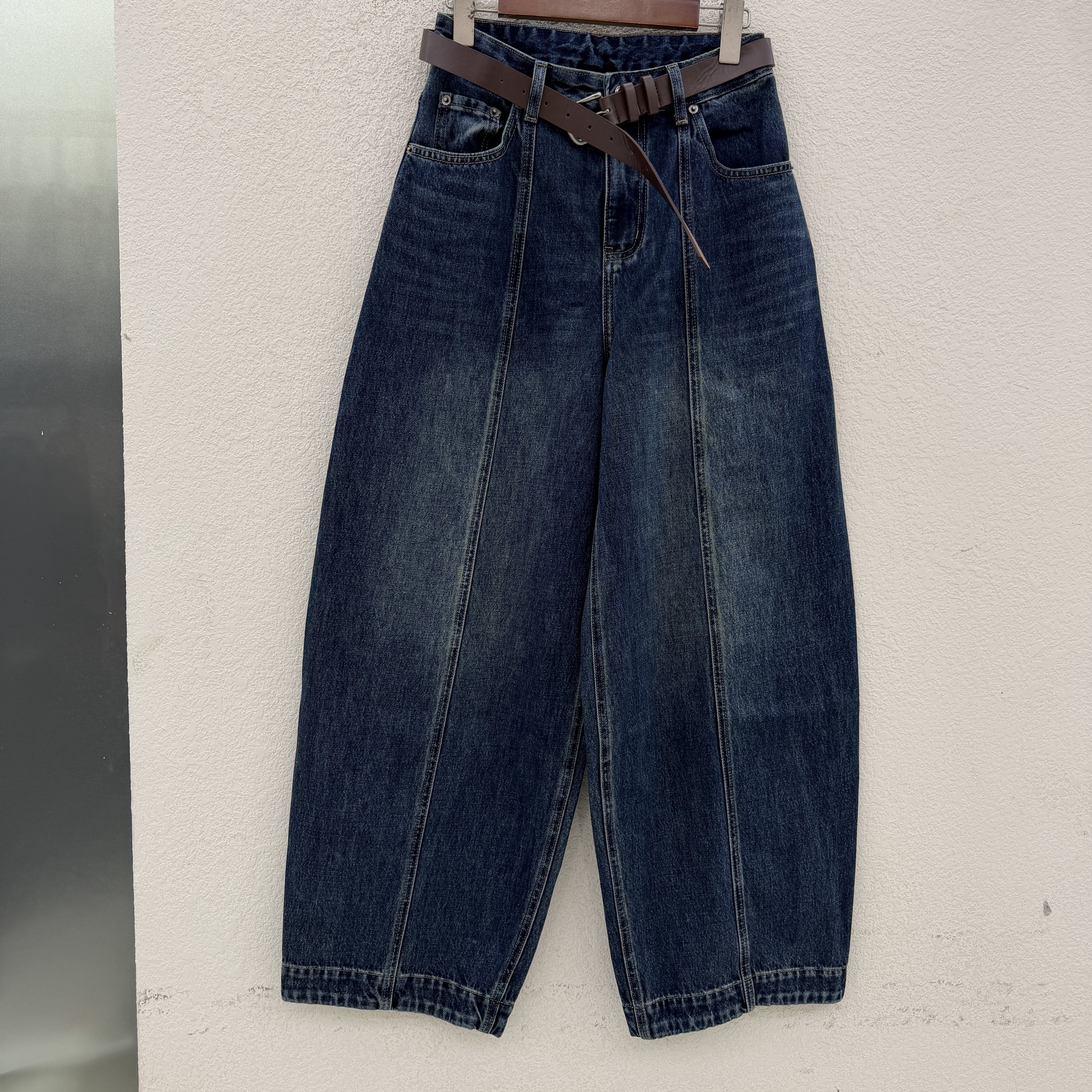 2026秋款JEANS绿青蛙2683牛仔裤女高腰弹力压线弯刀裤长裤香蕉裤