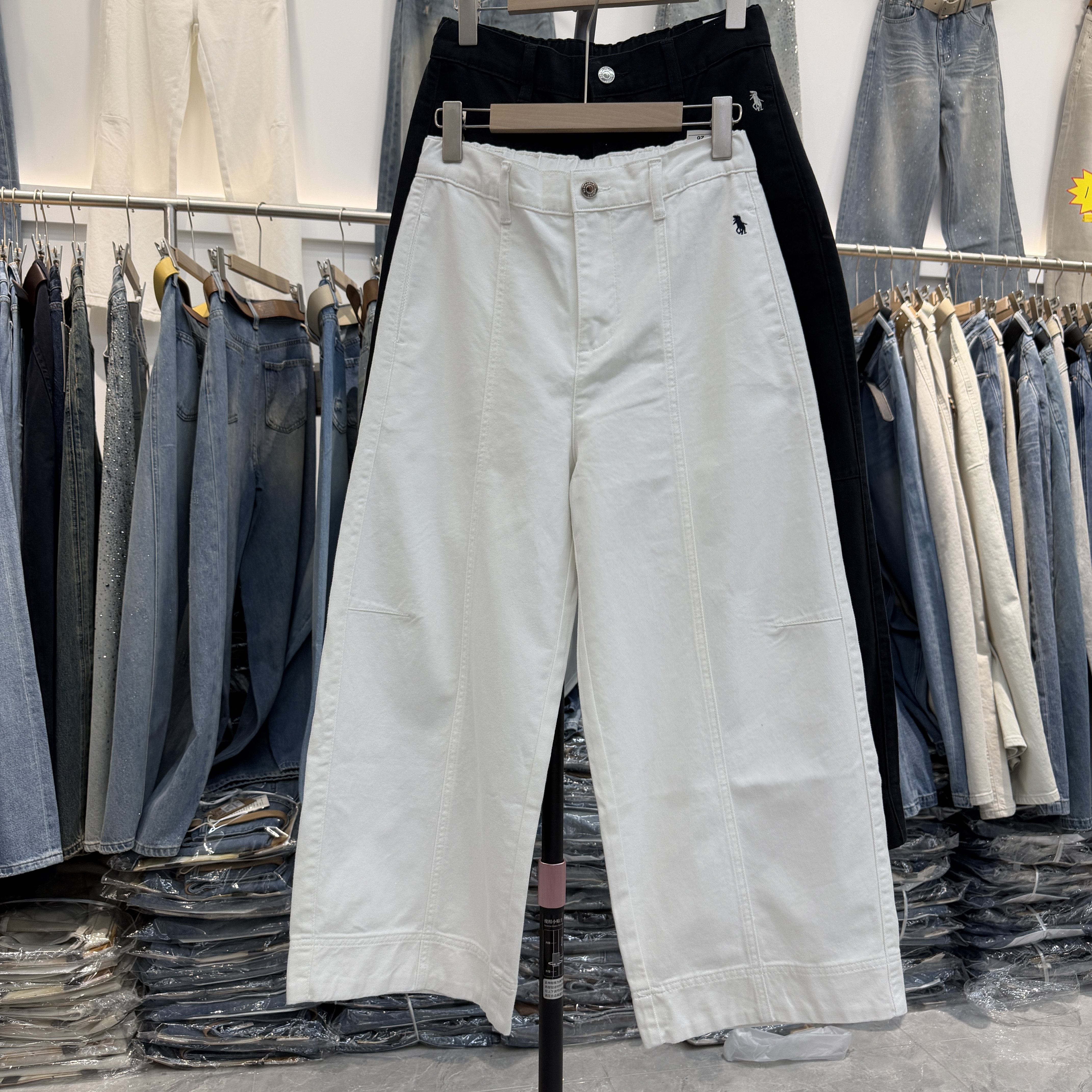 YAK JEANS阿里莎莎87682牛仔裤女高腰显瘦直筒裤女九分小个子薄夏