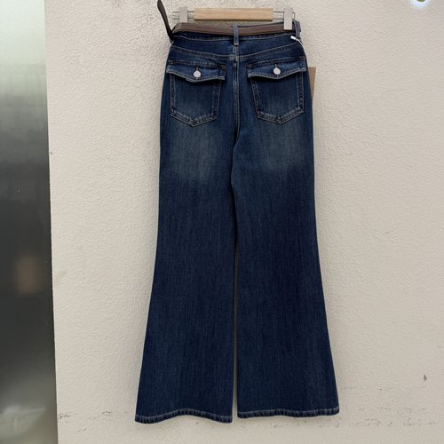 JEANS易人86100高腰修身水洗牛仔喇叭裤女秋款四面弹显瘦微喇长裤