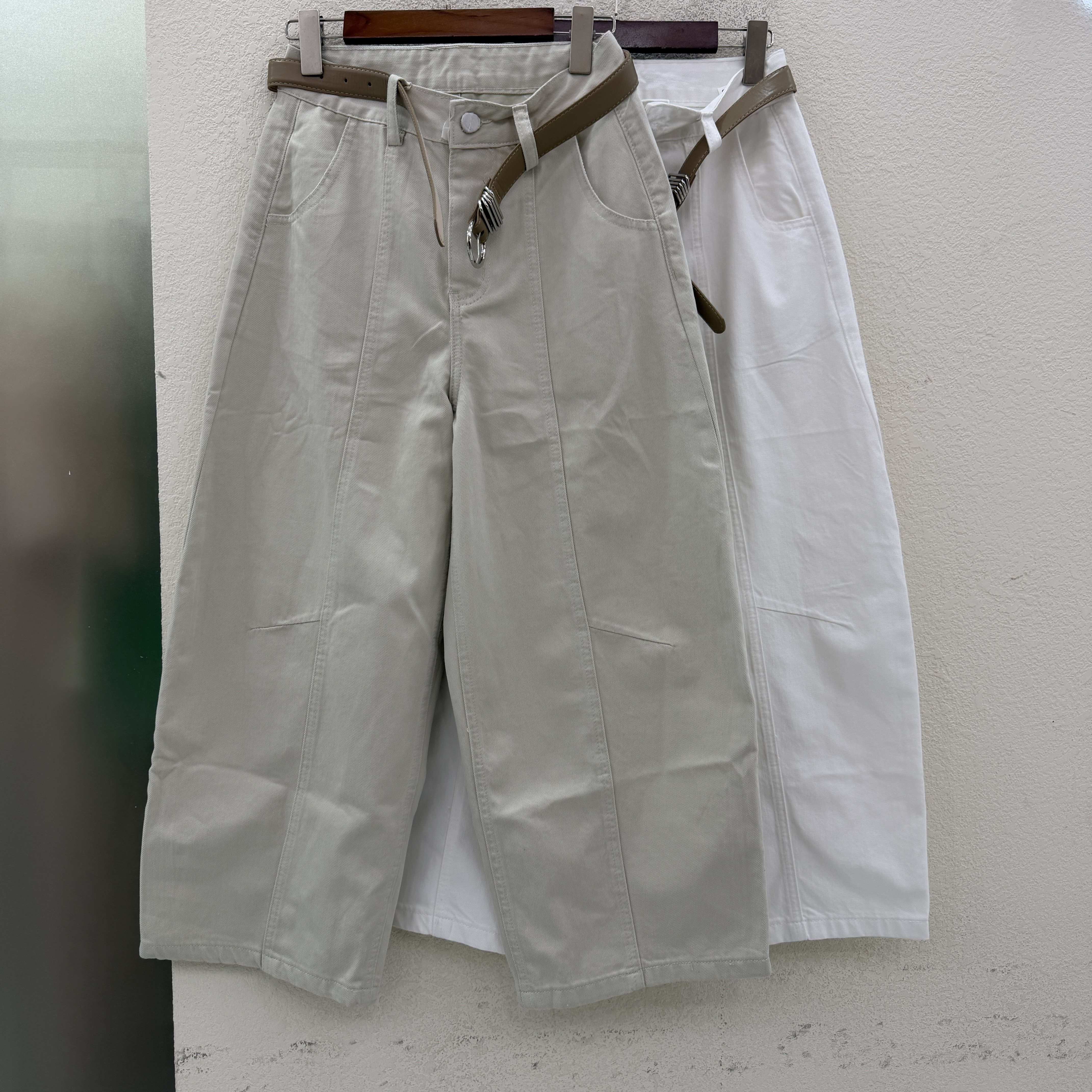 JEANS金蚂蚁S26115阔腿牛仔裤女八分显瘦小个子宽松女裤2026夏款