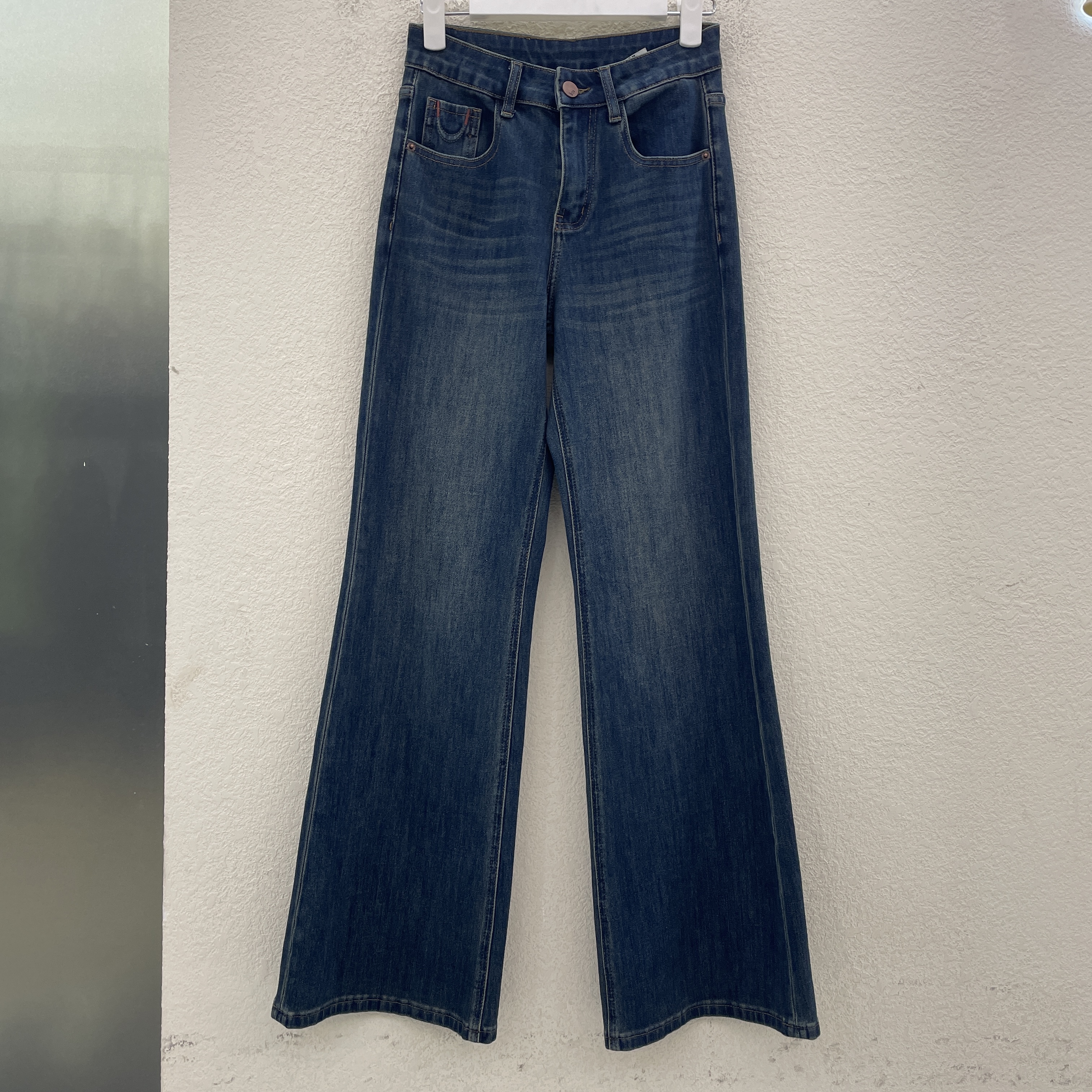 JEANS秋季新款 居琴海91816 时尚刺绣弹力显瘦百搭牛仔喇叭长裤