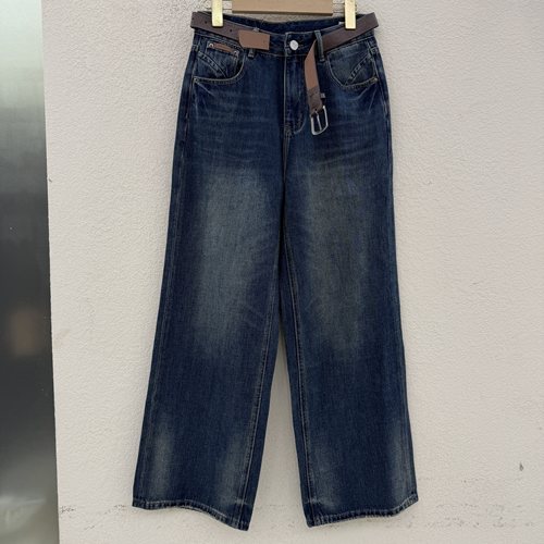 JEANS佑度 倩小妞19915秋款韩版显瘦刺绣牛仔直筒裤女窄版阔腿裤