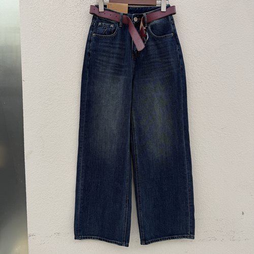 2026秋款JEANS红提子19031显瘦牛仔裤女高腰宽松直筒阔腿裤拖地裤