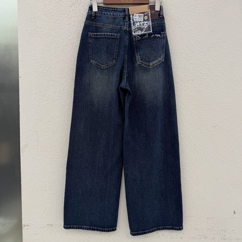 2026秋款JEANS红提子19061显瘦直筒牛仔裤女高腰毛边口袋阔腿裤