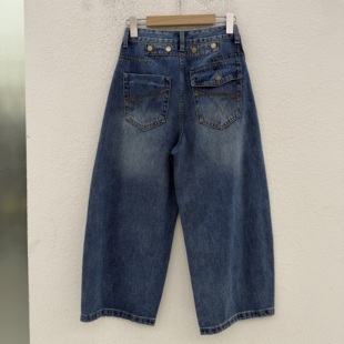 夏欧货Q FASHION JEANS佐拿 芭度玄风9638破洞弯刀八分裤牛仔女裤