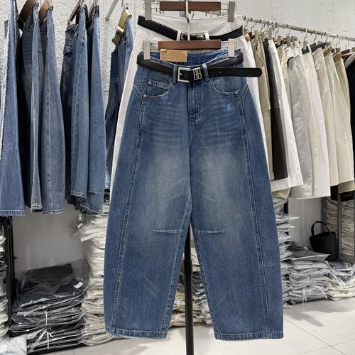 HYFS JEANS红提子66180 66181欧货复古九分弯刀裤高腰女牛仔夏
