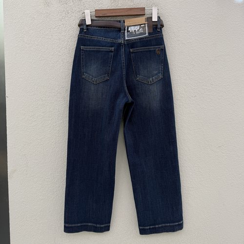 2026秋款JEANS红提子19119牛仔裤女高腰窄版直筒八分裤刺绣法棍裤