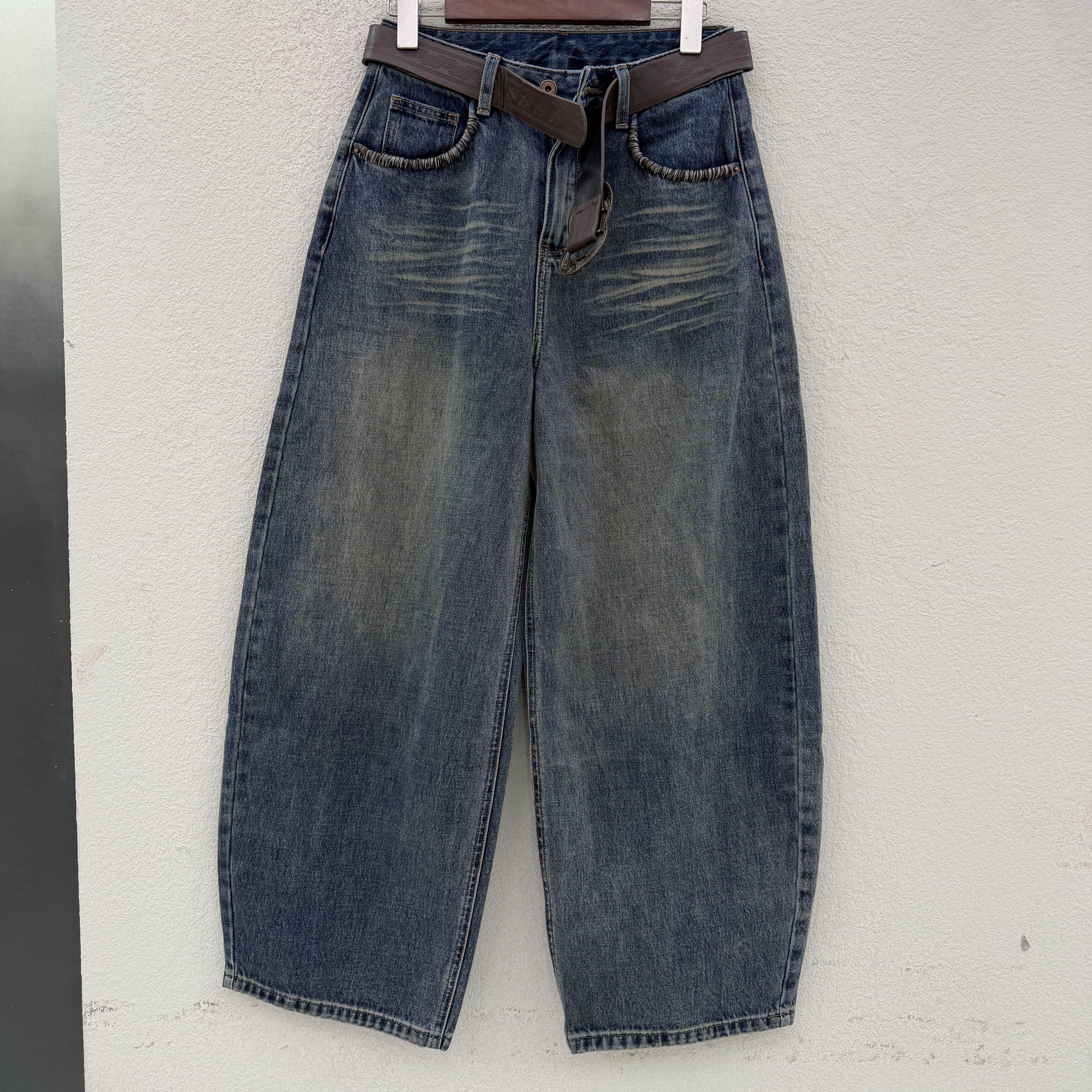 2026秋新款JEANS绿青蛙2696欧货复古怀旧弯刀裤高腰宽松女牛仔裤