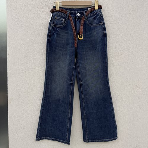 秋JEANS佑度 倩小妞21008显瘦水洗牛仔裤女弹力喇叭裤九分微喇裤