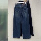 HYFS 拖地 宽松窄版 JEANS红提子16097牛仔裤 女蓝色高腰显瘦直筒裤