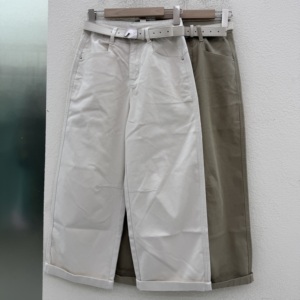 欧货JEANS韩酷莱2608腰带牛仔裤女九分直筒阔腿裤奶奶裤2026夏款