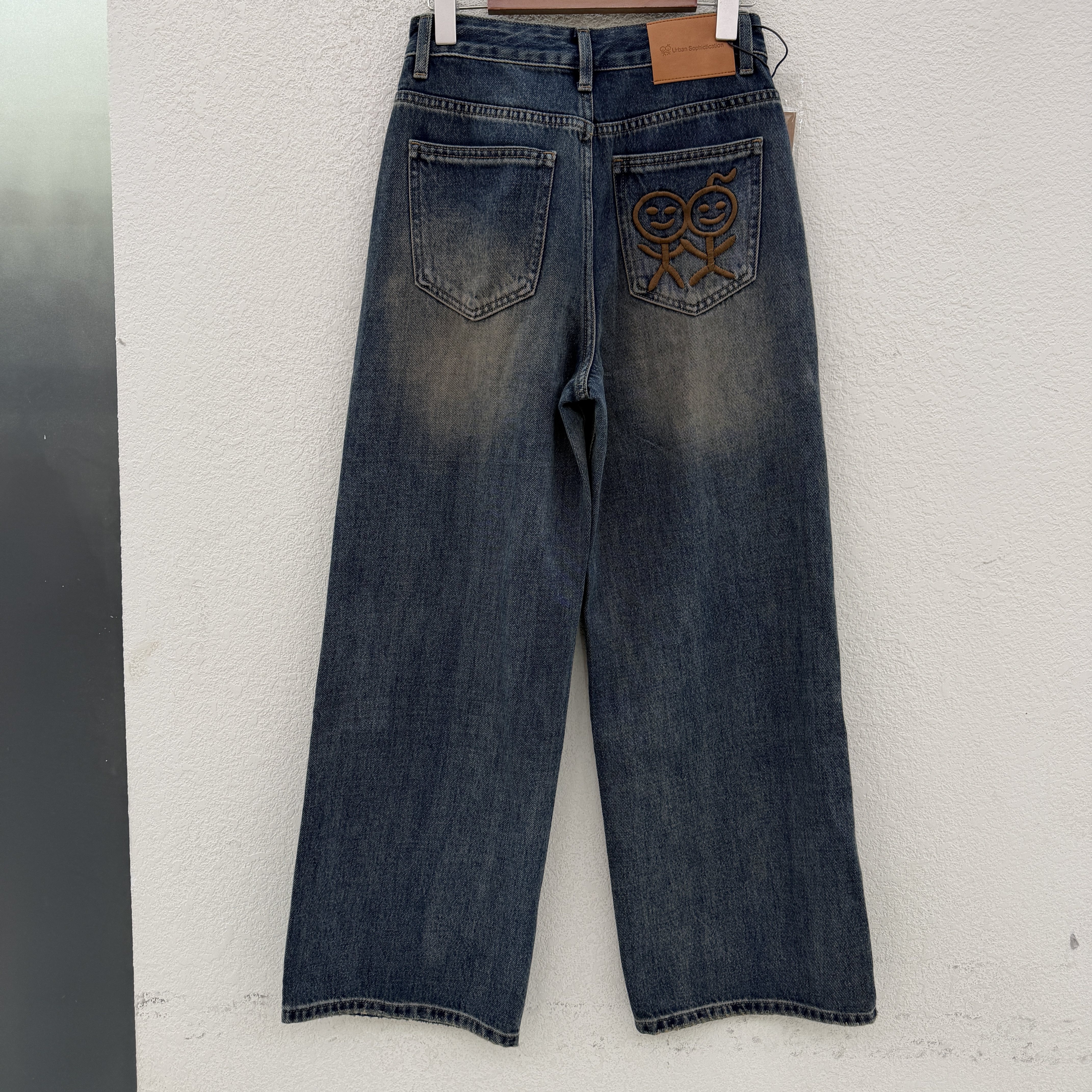 JEANS佐拿 芭度玄风61633刺绣拖地阔腿裤高腰宽松女牛仔裤2026秋