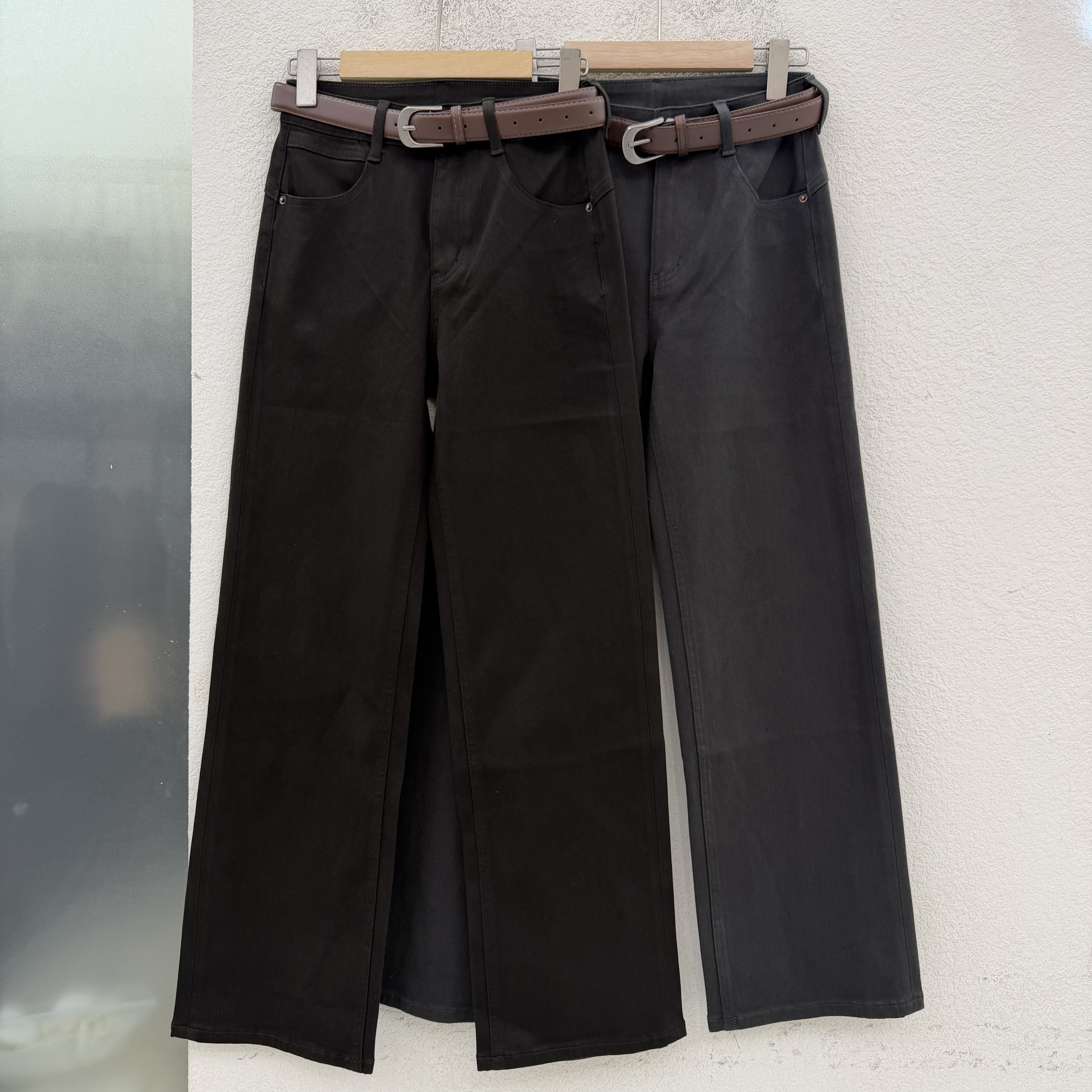 JEANS秋季新款易人86018欧货高腰显瘦窄版直筒裤女百搭阔腿牛仔裤