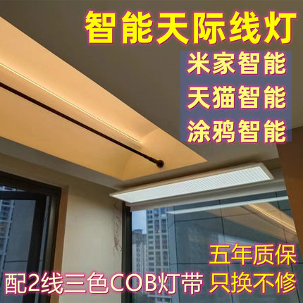 网红led过道智能接米家天猫精灵涂鸦COB线性线条灯钢带灯天际线灯