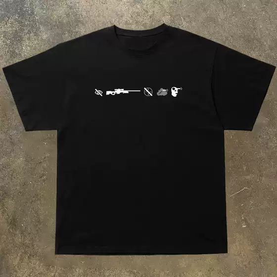 West Sea Pier Short-Sleeve T-Shirt American Style ins High Street Csgo Fun and Creative Loose Pure Cotton Round Neck Top Half-Sleeve