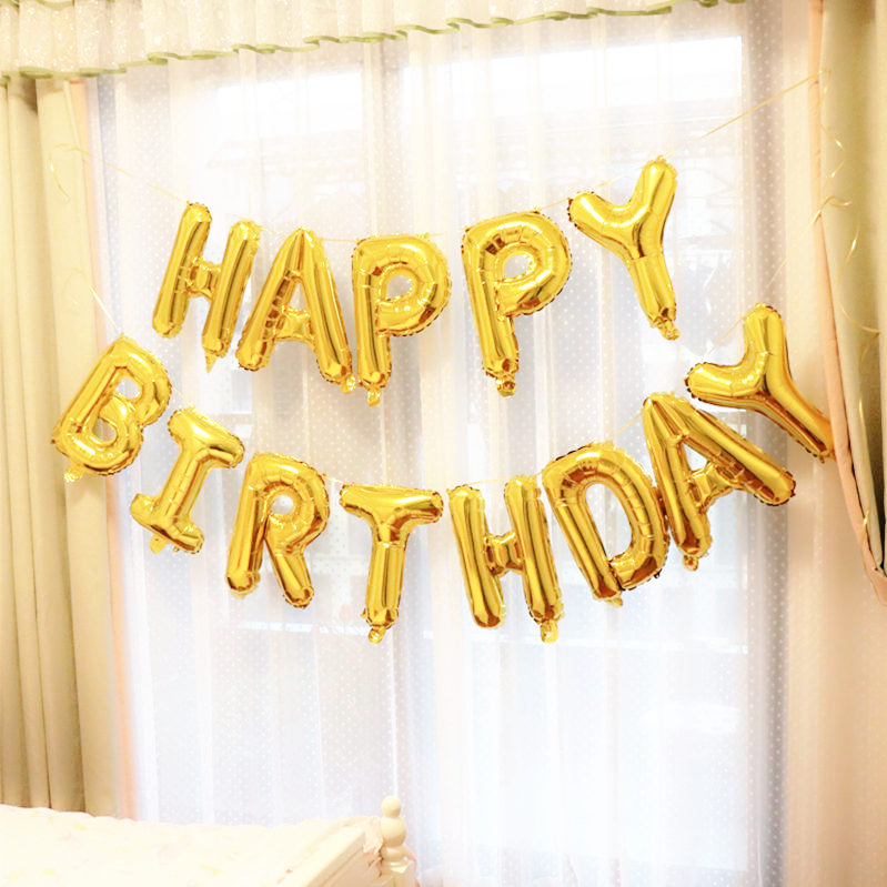 生日快乐铝膜气球套餐可悬挂happy birthday糖果字母派对布置装饰