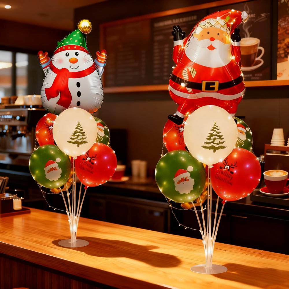 圣诞节装饰树老人雪人气球桌飘