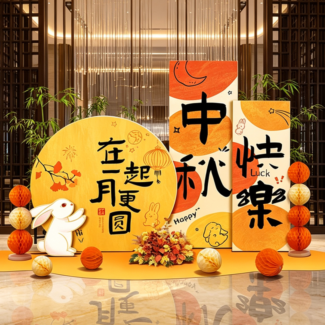 中秋KT板背景墙景区打卡拍照道具图片