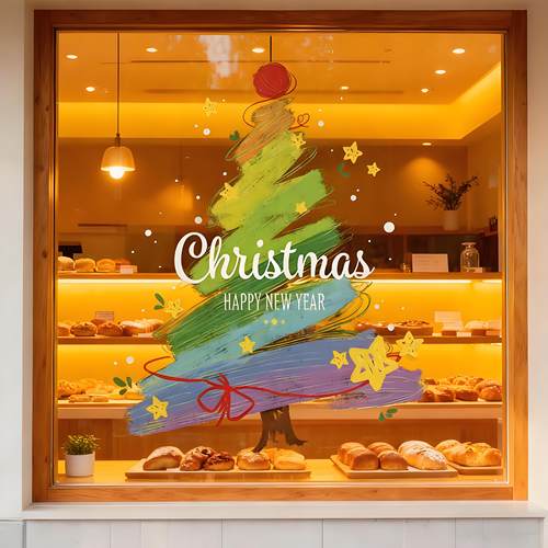 2026新款圣诞树橱窗贴纸